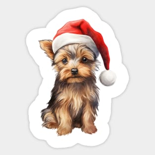 Yorkshire Terrier Dog in Santa Hat Sticker